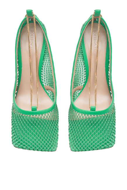 Stretch Mesh & Leather Pumps